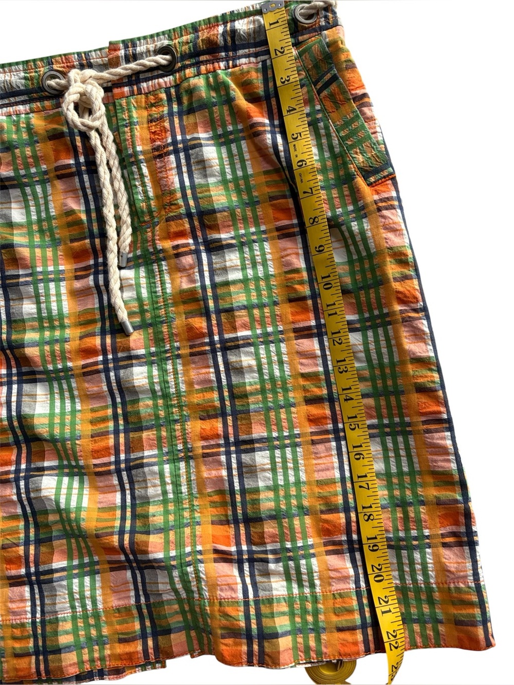 Liz Claiborne Retro Preppy Madras Plaid Knee-length Skirt Orange Green size 10 - Picture 9 of 10